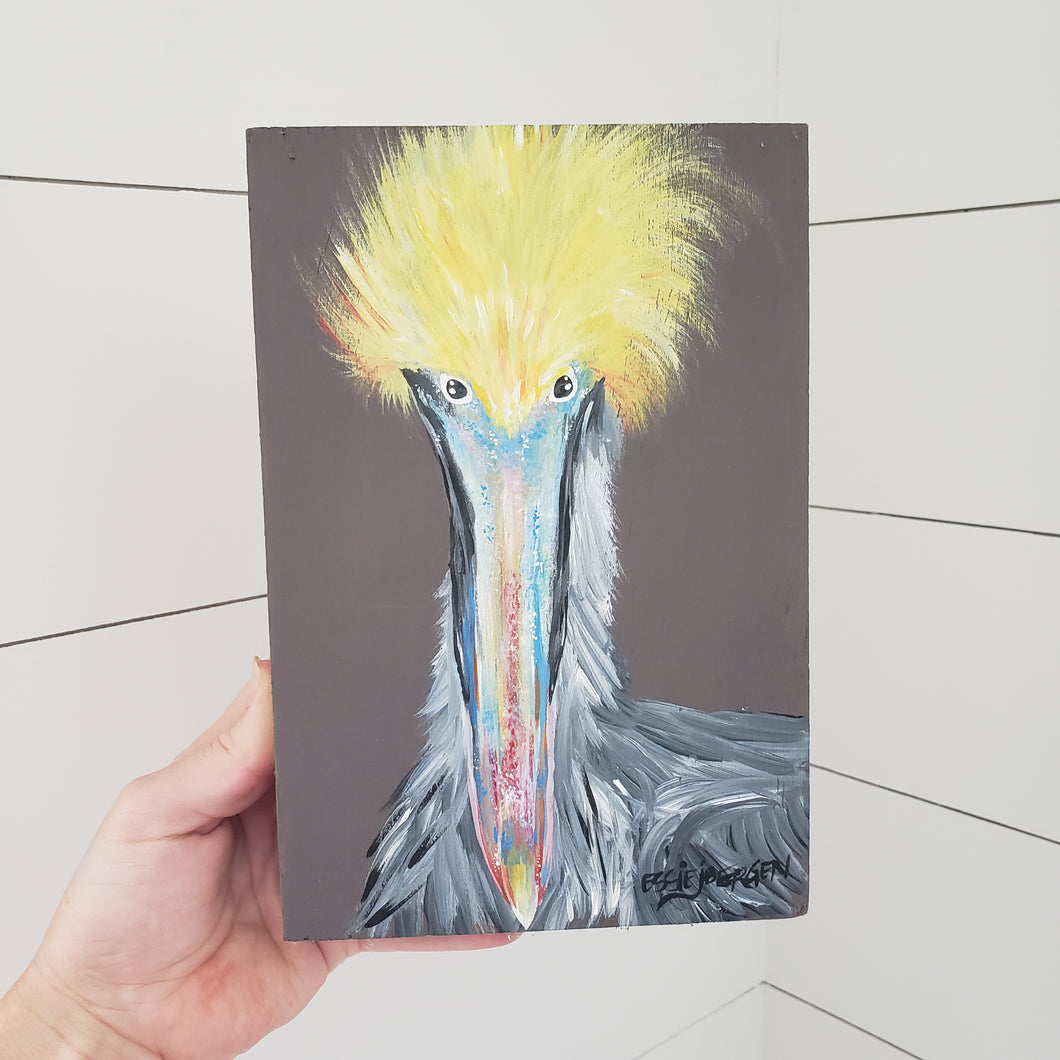 Pelican Painting on Wood - Original