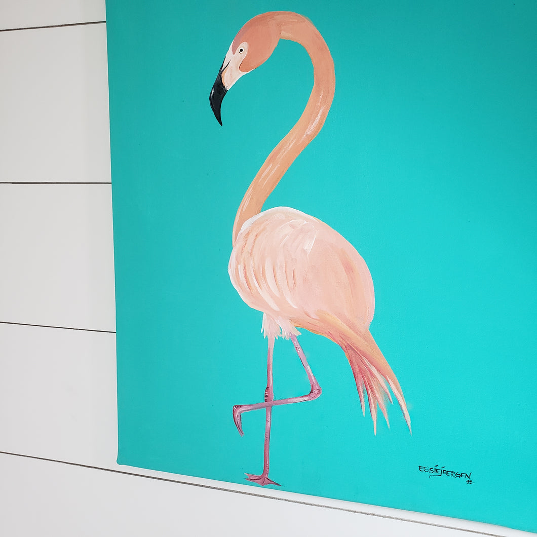 Beatrice Ballerina- Flamingo on Canvas