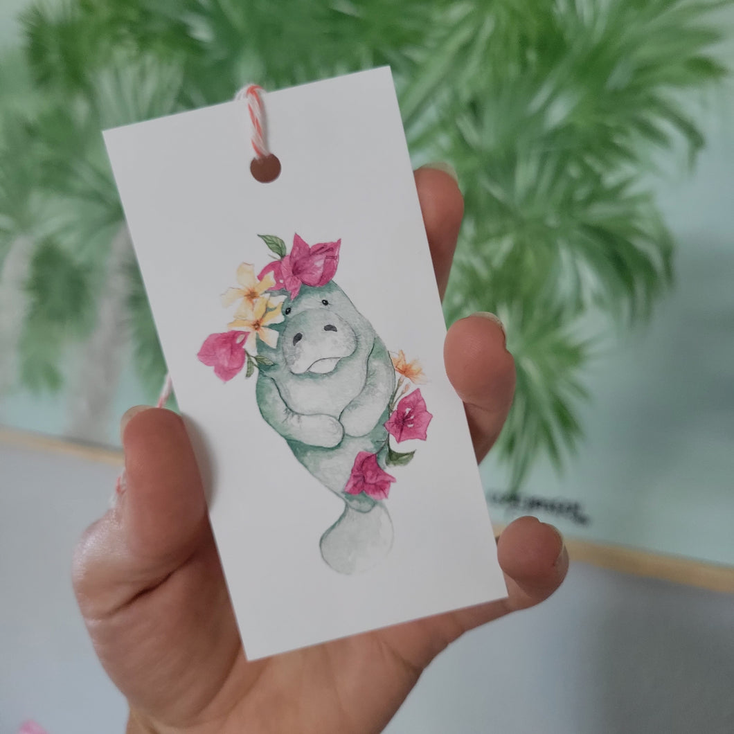 Floral Manatee Tassle Bookmark