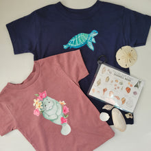 Load image into Gallery viewer, Cute Floral Manatee Tshirt - Toddler - Youth Sizes
