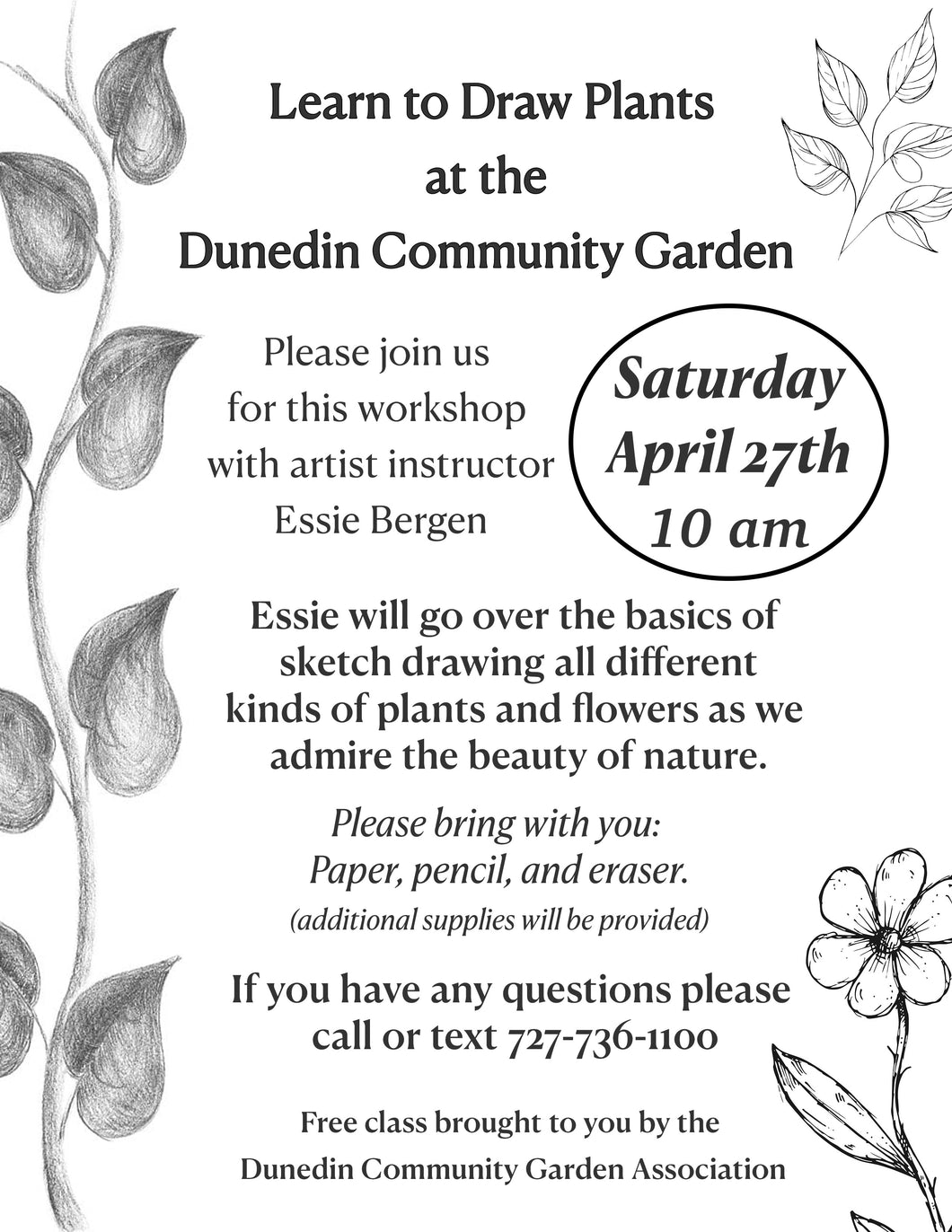Free Drawing Class - Dunedin Community Gardens
