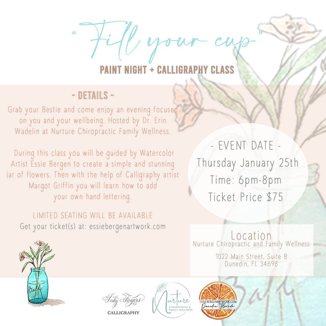 Watercolor + Calligraphy Paint Night : Host Dr. Erin Wadelin