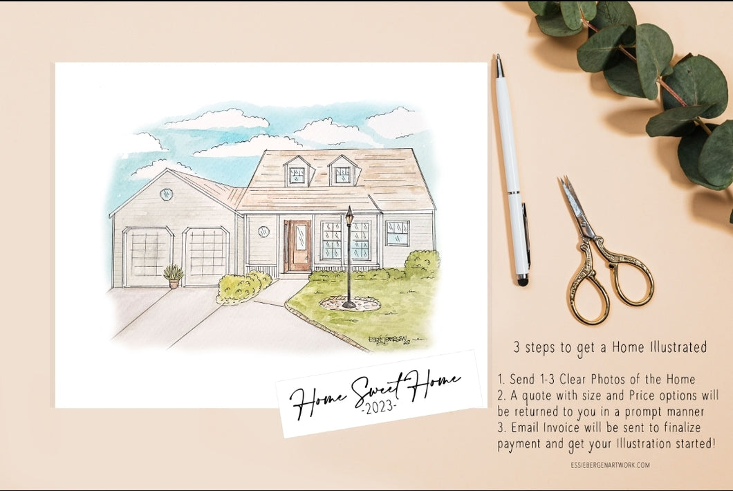 Watercolor Home Illustration - Reviews