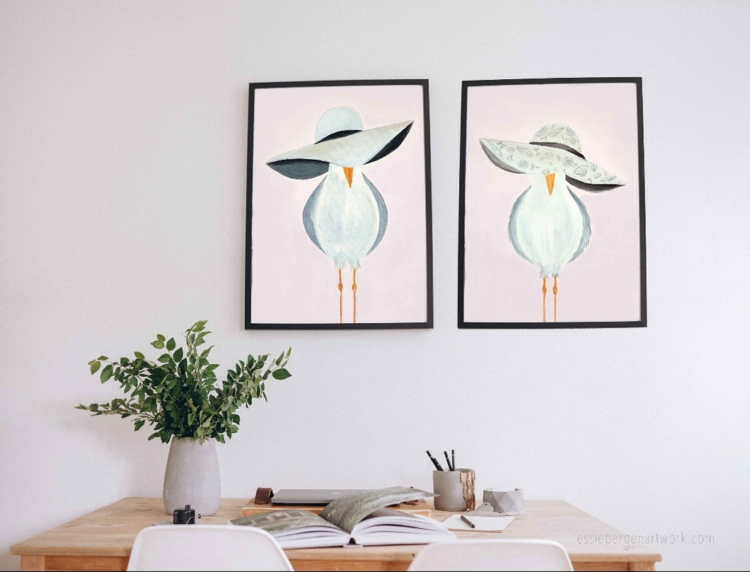 Shore Birds, Seagulls, Floppy hat Prints