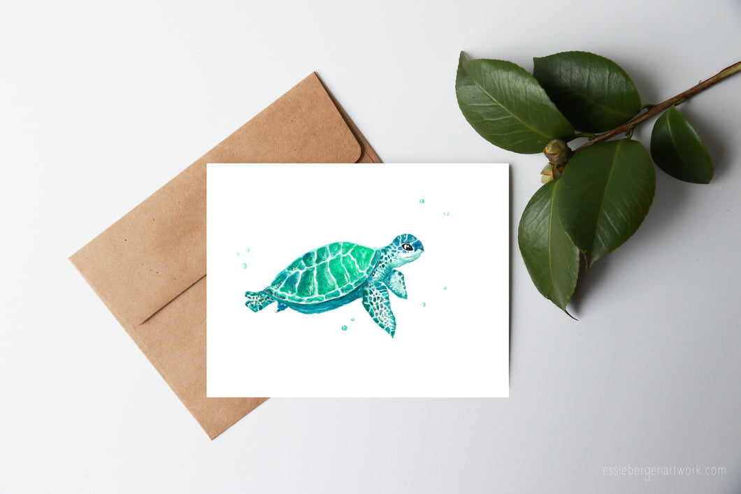 Ripple The Blue Sea turtle Greeting Card