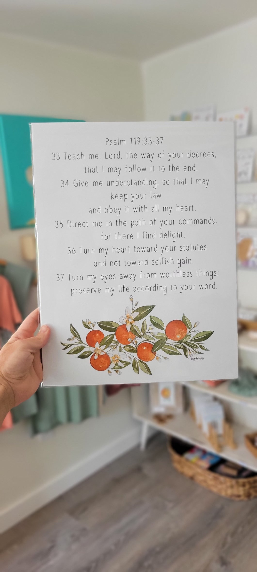 Psalm 119:33-37 - Citrus Floral Print