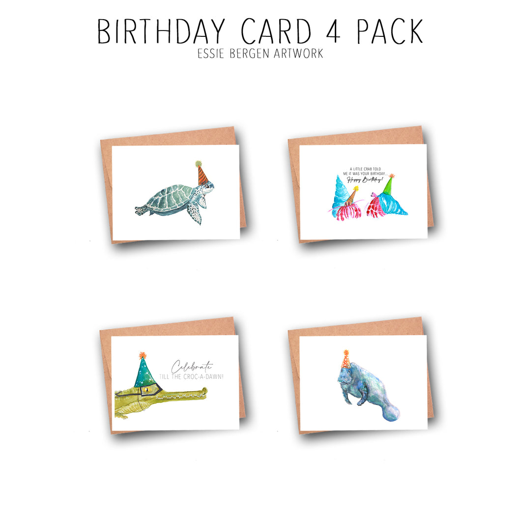 Birthday Card Variety Pack - Beach Animals