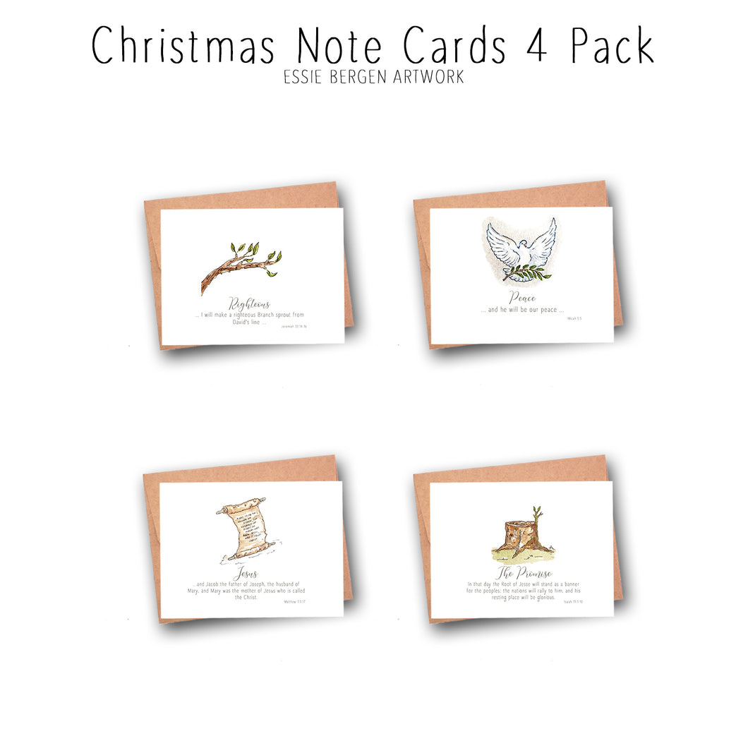 Christmas Note Cards 4 Pack - Religious