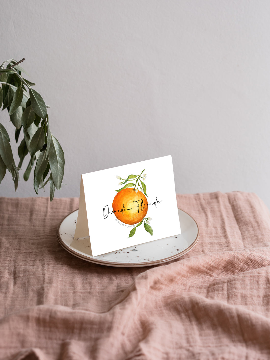 Citrus Orange Card - Dunedin Font