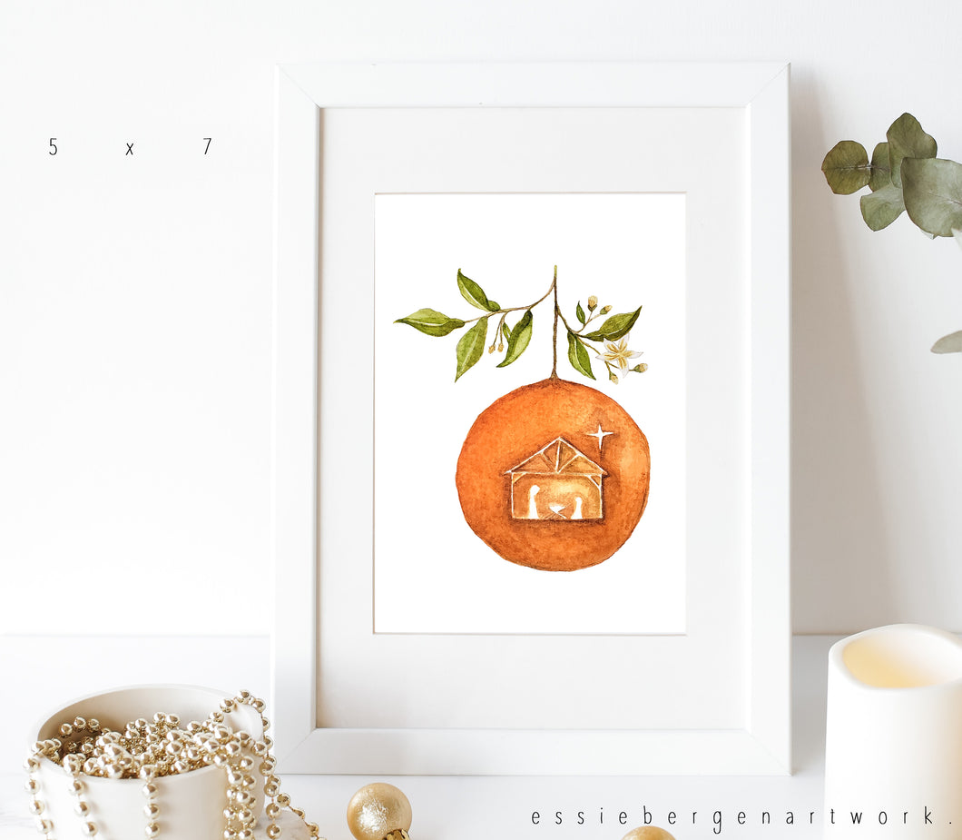 Christmas Orange Nativity - Prints