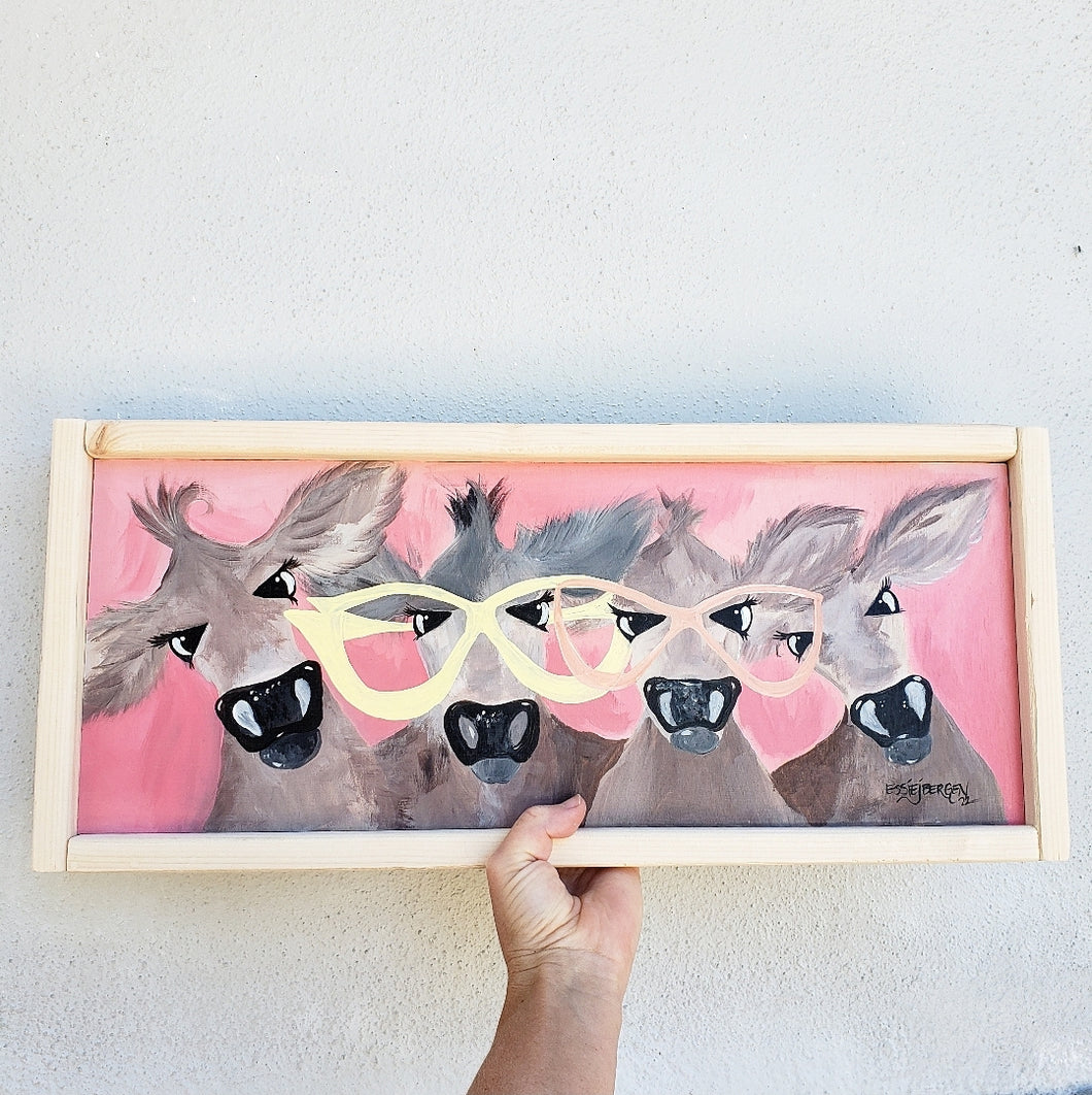 4 Cows - Original Painting on Wood