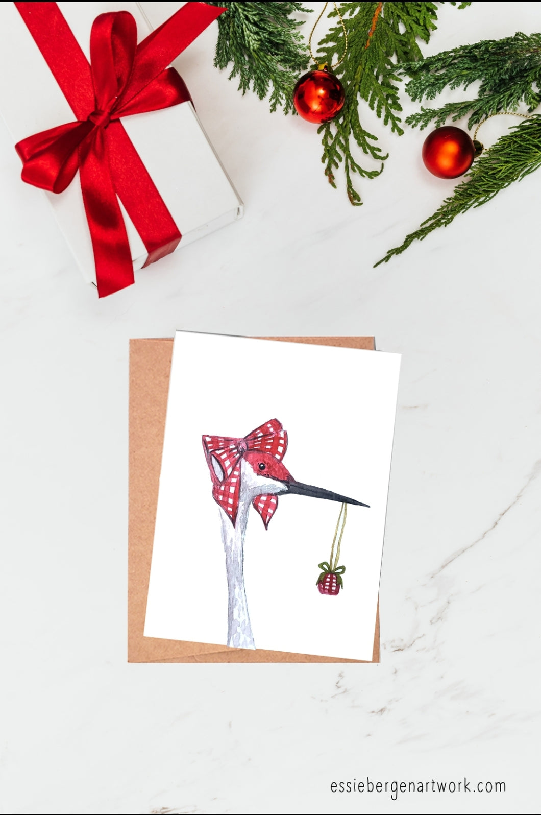 Sandhill Crane - Birds & Bows Christmas Card(s)