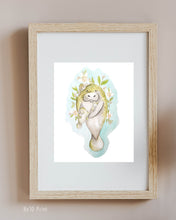 Load image into Gallery viewer, Mama Manatee Watercolor Print

